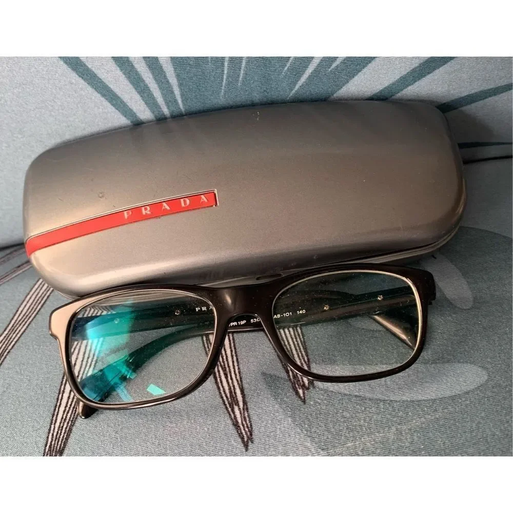Prada VPR 19P 1AB-1O1 Black Eyeglasses Frames 53-18-140 GLASSES & HARD CASE